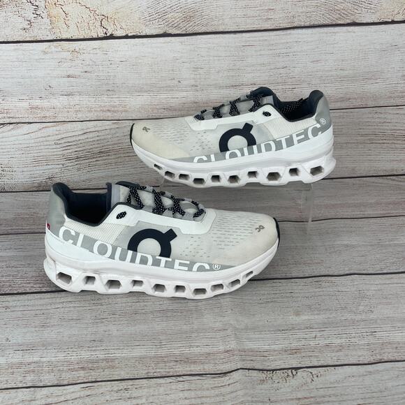 On Cloudmonster Mens Sz 10 Running Shoes Black White - Picture 1 of 9